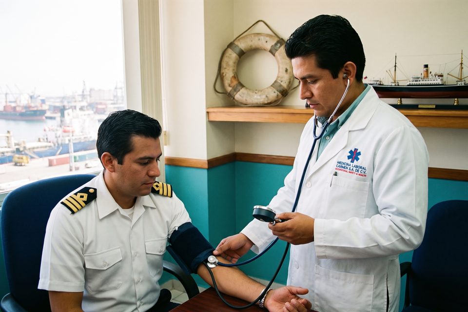 Médico MEDLAB realiza el examen psicofísico a un marino mercante