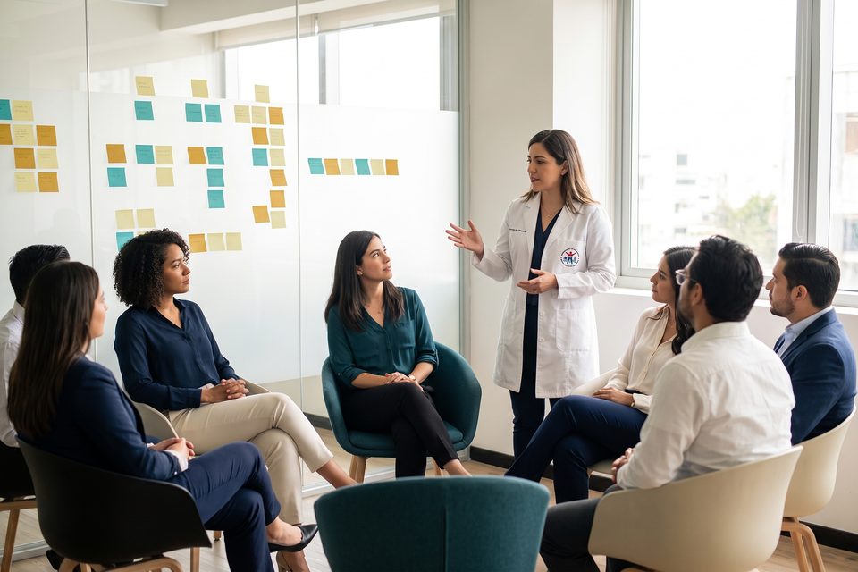Psicóloga MEDLAB facilita un taller de factores psicosociales con empleados